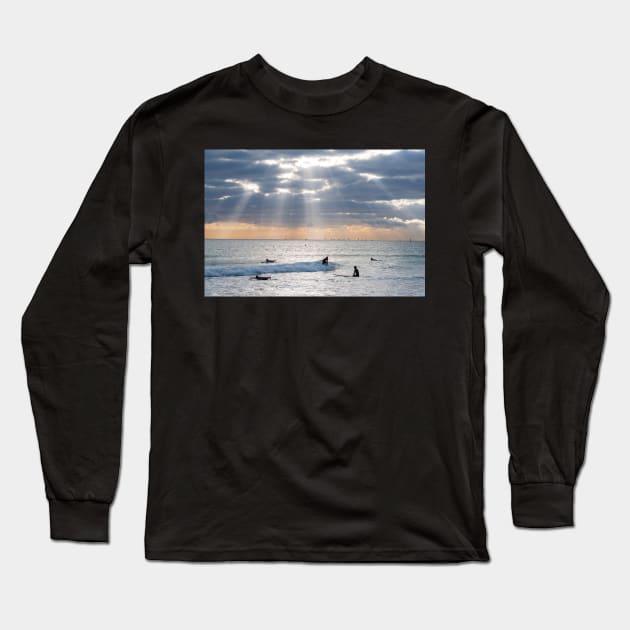 Going Surfing on Miami Beach Florida Sunrays Long Sleeve T-Shirt by WayneOxfordPh